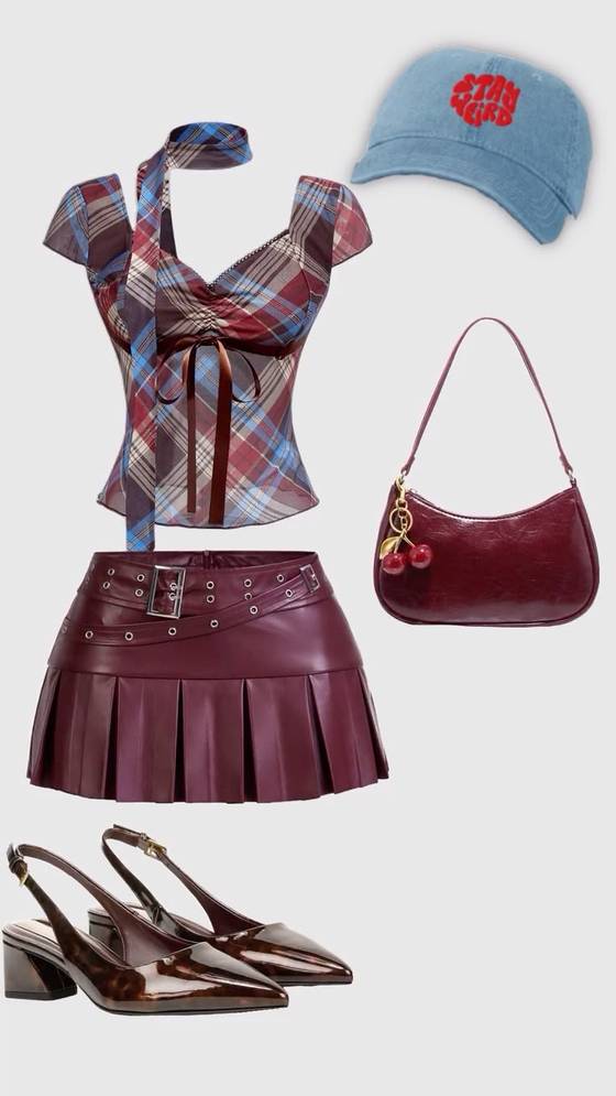 Baddie burgundy fit