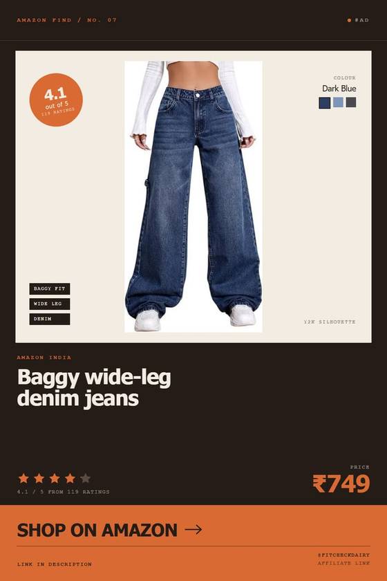 Y2K Baggy Wide-Leg Jeans   Amazon Find Under ₹