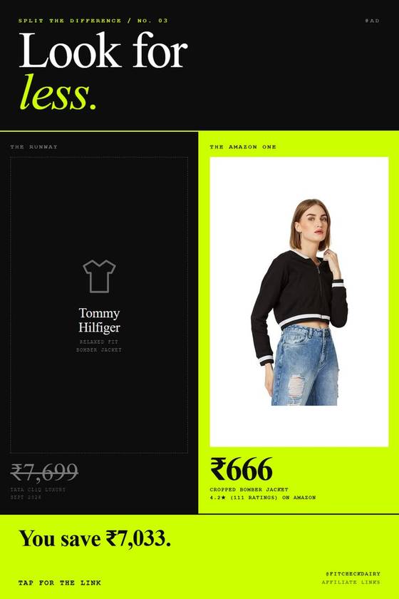 Cropped Bomber Look For Less   ₹666 Amazon Fin