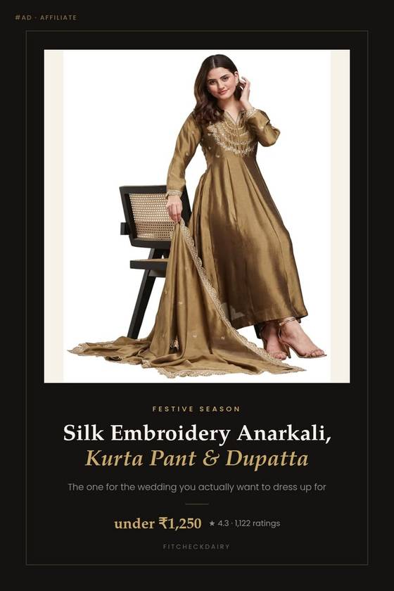 Silk Embroidery Anarkali — Kurta, Pant & Dupat