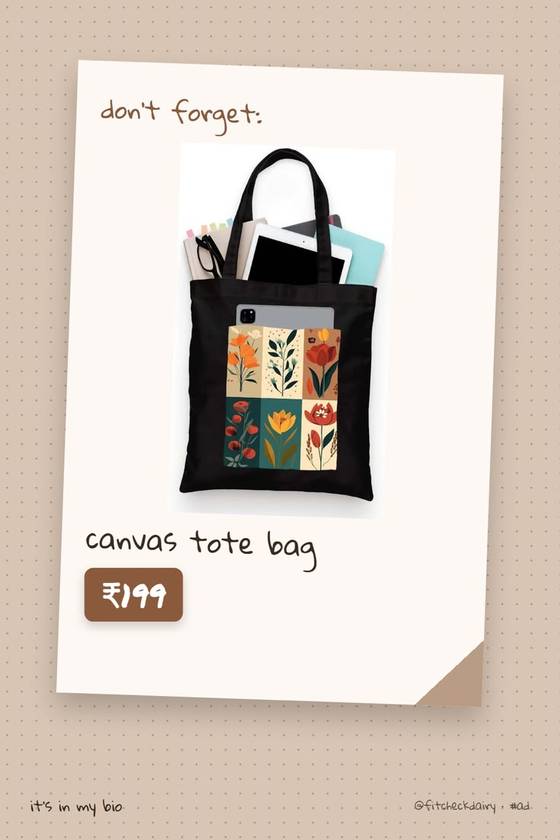 ZORI Black Tote Bag With Pocket Printed